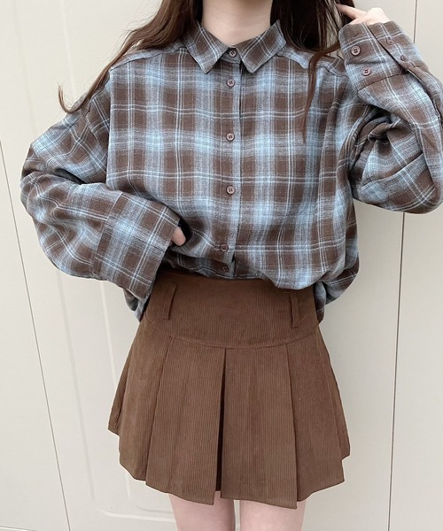 Nana(ナナ)の「コーデュロイプリーツミニスカート(スカート・レディース・アイボリー/ブラウン・FREE)」の12枚目の写真