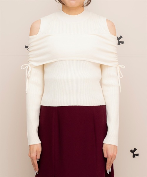 WILLSELECTION(ウィルセレクション)の「ギャザーリボンオフショルニット(ニット/セーター・レディース・ピンク/ブラック/オフホワイト・FREE)」の10枚目の写真