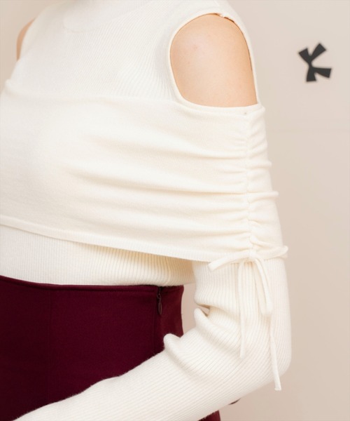 WILLSELECTION(ウィルセレクション)の「ギャザーリボンオフショルニット(ニット/セーター・レディース・ピンク/ブラック/オフホワイト・FREE)」の11枚目の写真