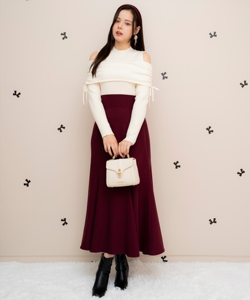 WILLSELECTION(ウィルセレクション)の「ギャザーリボンオフショルニット(ニット/セーター・レディース・ピンク/ブラック/オフホワイト・FREE)」の13枚目の写真