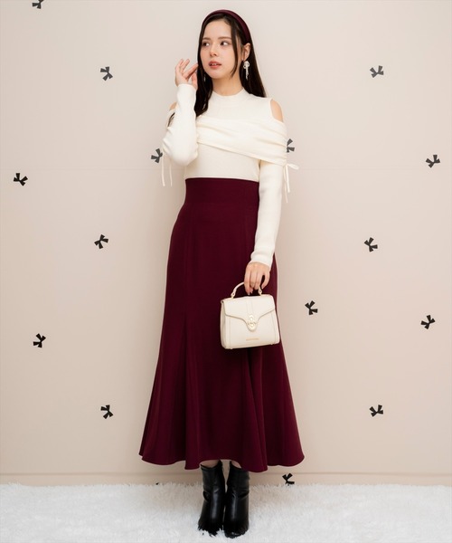WILLSELECTION(ウィルセレクション)の「ギャザーリボンオフショルニット(ニット/セーター・レディース・ピンク/ブラック/オフホワイト・FREE)」の15枚目の写真