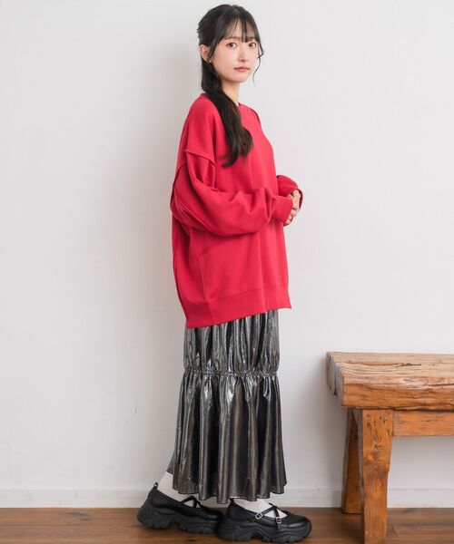 RETRO GIRL(レトロガール)の「リメイク風トレーナー(Tシャツ/カットソー・レディース・チャコールグレー/レッド/ホワイト系その他・FREE)」の15枚目の写真