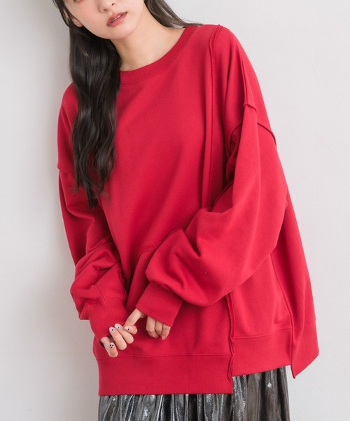 RETRO GIRL(レトロガール)の「リメイク風トレーナー(Tシャツ/カットソー・レディース・チャコールグレー/レッド/ホワイト系その他・FREE)」の3枚目の写真