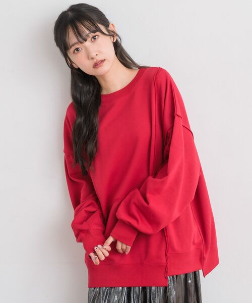 RETRO GIRL(レトロガール)の「リメイク風トレーナー(Tシャツ/カットソー・レディース・チャコールグレー/レッド/ホワイト系その他・FREE)」の5枚目の写真