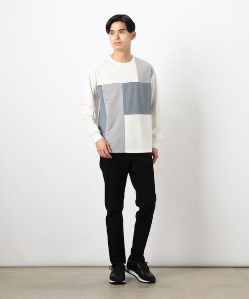 COMME CA ISM(コムサイズム)の「カラーブロック パッチワーク クルーネックTシャツ(Tシャツ/カットソー・メンズ・ブラック/ホワイト・LARGE/MEDIUM)」の3枚目の写真