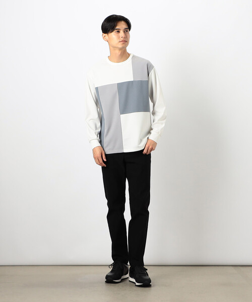 COMME CA ISM(コムサイズム)の「カラーブロック パッチワーク クルーネックTシャツ(Tシャツ/カットソー・メンズ・ブラック/ホワイト・LARGE/MEDIUM)」の4枚目の写真