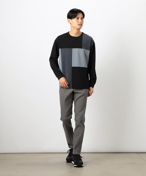 COMME CA ISM(コムサイズム)の「カラーブロック パッチワーク クルーネックTシャツ(Tシャツ/カットソー・メンズ・ブラック/ホワイト・LARGE/MEDIUM)」の6枚目の写真