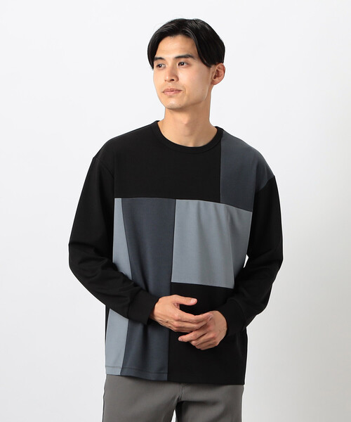 COMME CA ISM(コムサイズム)の「カラーブロック パッチワーク クルーネックTシャツ(Tシャツ/カットソー・メンズ・ブラック/ホワイト・LARGE/MEDIUM)」の8枚目の写真
