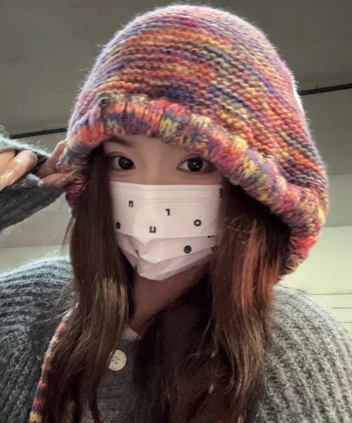 DAY CLOSET(デイ クローゼット)の「レディース グラデーションメランジニットキャップ バラボネット 耳当て(ニットキャップ/ビーニー・レディース・オレンジ系その他/イエロー×グレー/ピンク系その他/ブラック×ホワイト/レッド系その他/カラフル・ONE SIZE)」の12枚目の写真