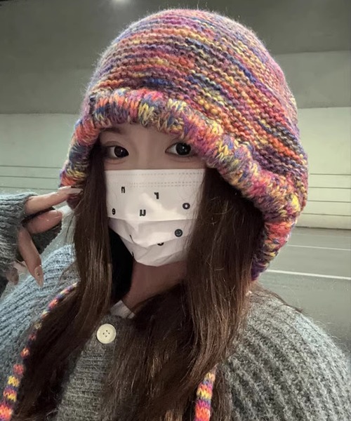 DAY CLOSET(デイ クローゼット)の「レディース グラデーションメランジニットキャップ バラボネット 耳当て(ニットキャップ/ビーニー・レディース・オレンジ系その他/イエロー×グレー/ピンク系その他/ブラック×ホワイト/レッド系その他/カラフル・ONE SIZE)」の13枚目の写真