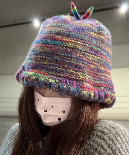 DAY CLOSET(デイ クローゼット)の「レディース グラデーションメランジニットキャップ バラボネット 耳当て(ニットキャップ/ビーニー・レディース・オレンジ系その他/イエロー×グレー/ピンク系その他/ブラック×ホワイト/レッド系その他/カラフル・ONE SIZE)」の16枚目の写真