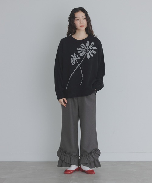 somari imagination（ソマリ イマジネーション）の「『裾フリルフレアパンツ』（その他パンツ・レディース・グレー/ネイビー・2/1）」の7枚目の写真