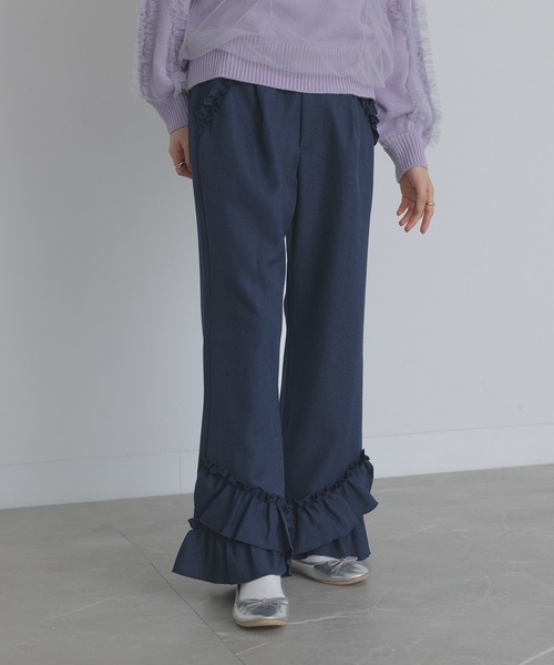 somari imagination（ソマリ イマジネーション）の「『裾フリルフレアパンツ』（その他パンツ・レディース・グレー/ネイビー・2/1）」の10枚目の写真