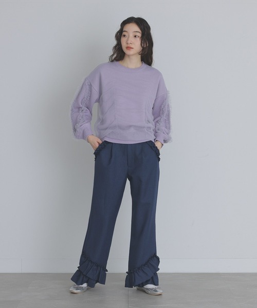 somari imagination（ソマリ イマジネーション）の「『裾フリルフレアパンツ』（その他パンツ・レディース・グレー/ネイビー・2/1）」の12枚目の写真