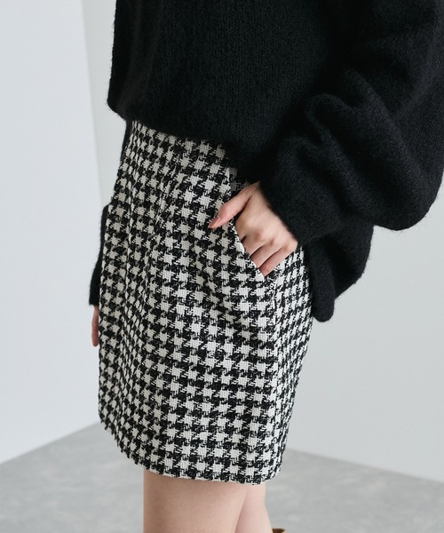 VIS(ビス)の「【洗える】ラメツイード&千鳥柄ミニスカート(スカート・レディース・ブラック/ターコイズブルー/ブラック系その他・M/S)」の20枚目の写真