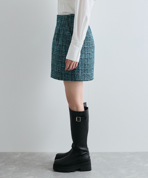 VIS(ビス)の「【洗える】ラメツイード&千鳥柄ミニスカート(スカート・レディース・ブラック/ターコイズブルー/ブラック系その他・M/S)」の13枚目の写真