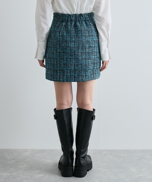 セール】【洗える】ラメツイード&千鳥柄ミニスカート（スカート）｜VIS
