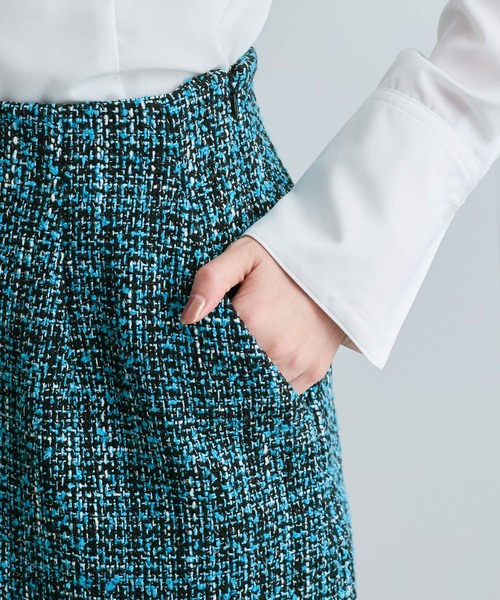 VIS(ビス)の「【洗える】ラメツイード&千鳥柄ミニスカート(スカート・レディース・ブラック/ターコイズブルー/ブラック系その他・M/S)」の10枚目の写真