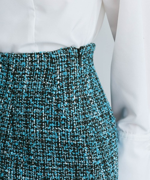 VIS(ビス)の「【洗える】ラメツイード&千鳥柄ミニスカート(スカート・レディース・ブラック/ターコイズブルー/ブラック系その他・M/S)」の8枚目の写真