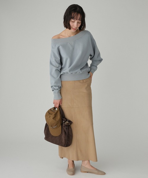 BABYLONE（バビロン）の「ボートネック裏毛プルオーバー（スウェット・レディース・ホワイト/ライトグレー/ブルー・フリー）」の15枚目の写真