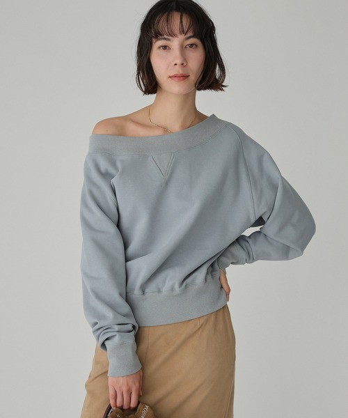 BABYLONE（バビロン）の「ボートネック裏毛プルオーバー（スウェット・レディース・ホワイト/ライトグレー/ブルー・フリー）」の19枚目の写真