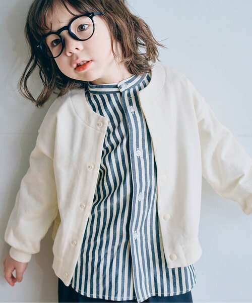 p.premier(ピードットプルミエ)の「【ジュニア対応】裏毛スナップボタンカーディガン(カーディガン/ボレロ・キッズ・グレー/オフホワイト/ブラック/レッド・80/90/100/110/120/130/140)」の2枚目の写真