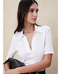 Banana Republic（バナナリパブリック）の「リブ エルボースリーブ ポロシャツ（Tシャツ/カットソー）」