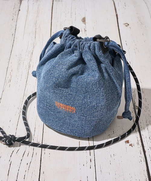 セール】【UNIVERSAL OVERALL】DENIM DRAW STRING PURSE / デニム