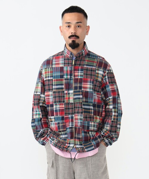BEAMS PLUS（ビームスプラス）の「パッチワーク マドラス スウィング ジャケット（ブルゾン・メンズ・グリーン/ベージュ/ネイビー・M/S/L）」の4枚目の写真