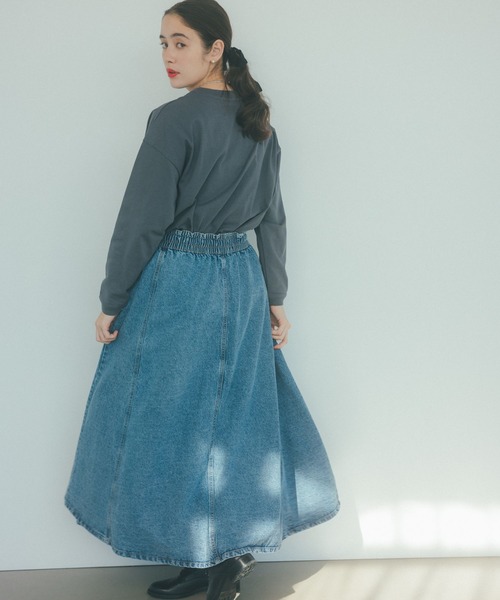 studio CLIP（スタディオクリップ）の「【ONKUL掲載商品】パッチワークデニムスカート[プチ・プラスサイズあり]《CLIP denim》（デニムスカート・レディース・ブルー系その他/ライトブルー・FREE/ﾌﾘｰ(L)/PF）」の5枚目の写真