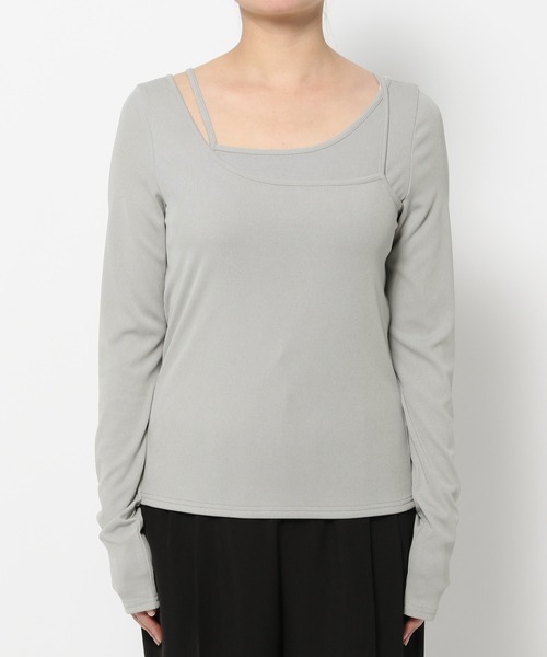 mysty woman（ミスティウーマン）の「アシメレイヤードインナープルオーバー  315535（Tシャツ/カットソー・レディース・オフホワイト/グレー/ブラック・FREE）」の13枚目の写真