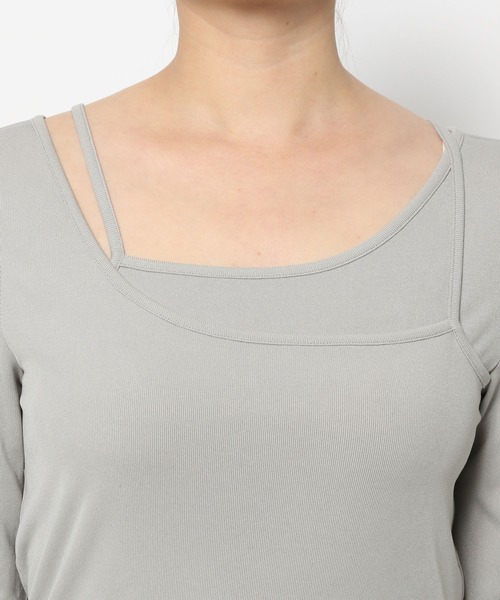 mysty woman（ミスティウーマン）の「アシメレイヤードインナープルオーバー  315535（Tシャツ/カットソー・レディース・オフホワイト/グレー/ブラック・FREE）」の10枚目の写真