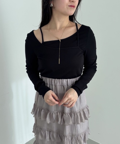 mysty woman（ミスティウーマン）の「アシメレイヤードインナープルオーバー  315535（Tシャツ/カットソー・レディース・オフホワイト/グレー/ブラック・FREE）」の20枚目の写真