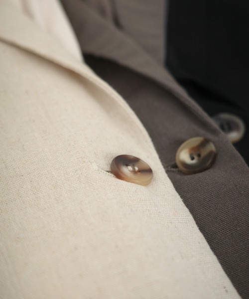 リネン混半袖ジャケット＋ハイウエストパンツset（セットアップ