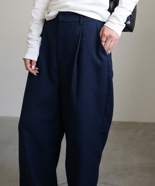 select MOCA（セレクトモカ）の「リネンライクタックワイドパンツ（スラックス・レディース・アイボリー/ネイビー・FREE）」の17枚目の写真