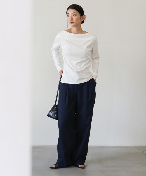 select MOCA（セレクトモカ）の「リネンライクタックワイドパンツ（スラックス・レディース・アイボリー/ネイビー・FREE）」の18枚目の写真