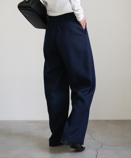 select MOCA（セレクトモカ）の「リネンライクタックワイドパンツ（スラックス・レディース・アイボリー/ネイビー・FREE）」の16枚目の写真