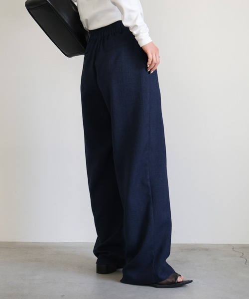 セール】リネンライクタックワイドパンツ（スラックス）｜select MOCA