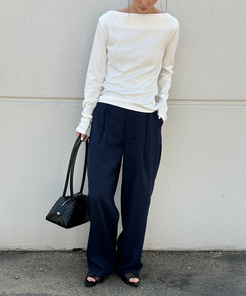 select MOCA（セレクトモカ）の「リネンライクタックワイドパンツ（スラックス・レディース・アイボリー/ネイビー・FREE）」の21枚目の写真