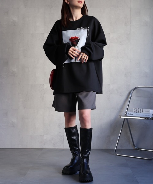 CREARE -LINO-(クレアーレリノ)の「<ユニセックス>発泡プリント フラワーモチーフトップス/カットソー/プルオーバー(スウェット・レディース・ホワイト系その他/ブラック系その他/ブラック系その他2/ホワイト系その他2・L/M)」の21枚目の写真