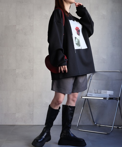 CREARE -LINO-(クレアーレリノ)の「<ユニセックス>発泡プリント フラワーモチーフトップス/カットソー/プルオーバー(スウェット・レディース・ホワイト系その他/ブラック系その他/ブラック系その他2/ホワイト系その他2・L/M)」の19枚目の写真