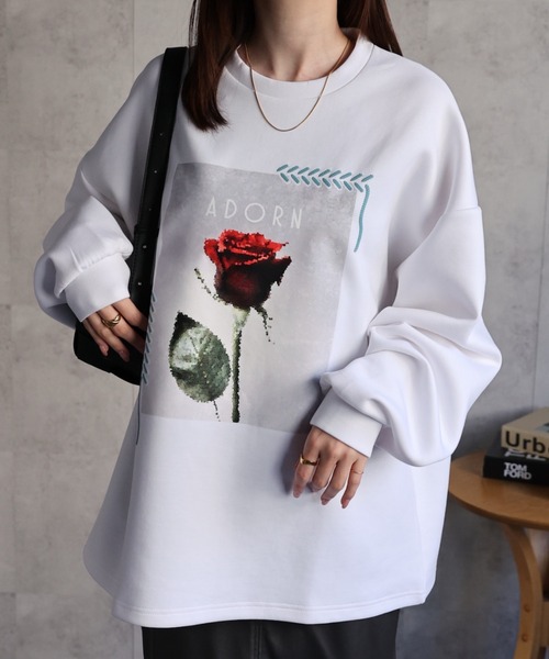 CREARE -LINO-(クレアーレリノ)の「<ユニセックス>発泡プリント フラワーモチーフトップス/カットソー/プルオーバー(スウェット・レディース・ホワイト系その他/ブラック系その他/ブラック系その他2/ホワイト系その他2・L/M)」の13枚目の写真