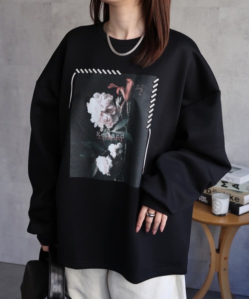 CREARE -LINO-(クレアーレリノ)の「<ユニセックス>発泡プリント フラワーモチーフトップス/カットソー/プルオーバー(スウェット・レディース・ホワイト系その他/ブラック系その他/ブラック系その他2/ホワイト系その他2・L/M)」の15枚目の写真