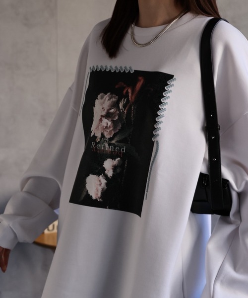 CREARE -LINO-(クレアーレリノ)の「<ユニセックス>発泡プリント フラワーモチーフトップス/カットソー/プルオーバー(スウェット・レディース・ホワイト系その他/ブラック系その他/ブラック系その他2/ホワイト系その他2・L/M)」の9枚目の写真
