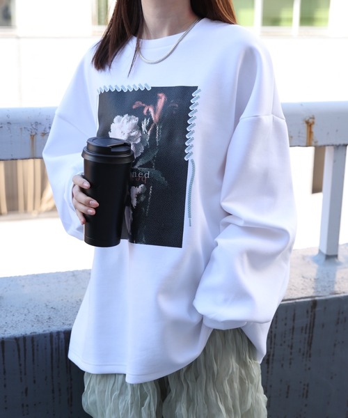 CREARE -LINO-(クレアーレリノ)の「<ユニセックス>発泡プリント フラワーモチーフトップス/カットソー/プルオーバー(スウェット・レディース・ホワイト系その他/ブラック系その他/ブラック系その他2/ホワイト系その他2・L/M)」の10枚目の写真