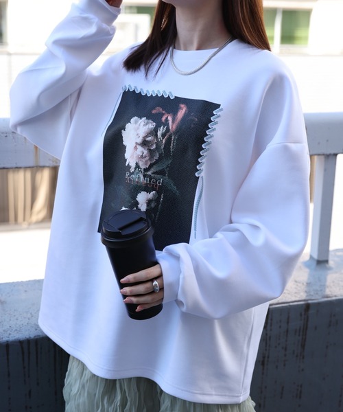 CREARE -LINO-(クレアーレリノ)の「<ユニセックス>発泡プリント フラワーモチーフトップス/カットソー/プルオーバー(スウェット・レディース・ホワイト系その他/ブラック系その他/ブラック系その他2/ホワイト系その他2・L/M)」の6枚目の写真