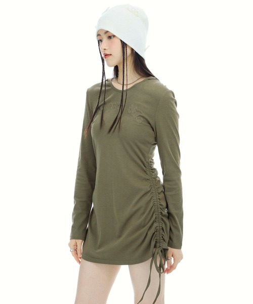 3.3 Field Trip （3.3フィールドトリップ）の「3.3 Field Trip／フード付きシャーリングワンピース（ワンピース・レディース・カーキ/チャコール・FREE）」の2枚目の写真