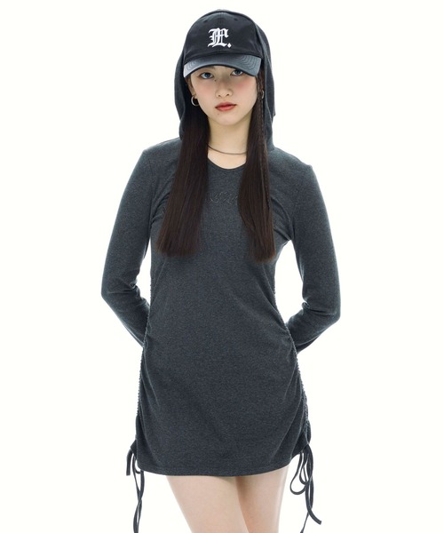 3.3 Field Trip （3.3フィールドトリップ）の「3.3 Field Trip／フード付きシャーリングワンピース（ワンピース・レディース・カーキ/チャコール・FREE）」の4枚目の写真