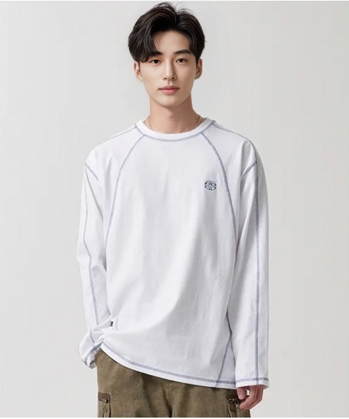 tシャツ 「mahagrid/マハグリッド」 ECLIPSE LOGO STITCH LS TEE/イクリプスロゴステッチロンTEE レディース メン mahagrid/マハグリッド』 ECLIPSE LOGO STITCH LS TEE