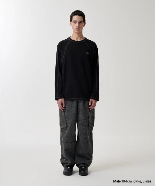 MAHAGRID(マハグリッド)の「『mahagrid/マハグリッド』 ECLIPSE LOGO STITCH LS TEE/イクリプスロゴステッチロンTEE(Tシャツ/カットソー・レディース・ブラック/ホワイト・L/M)」の14枚目の写真
